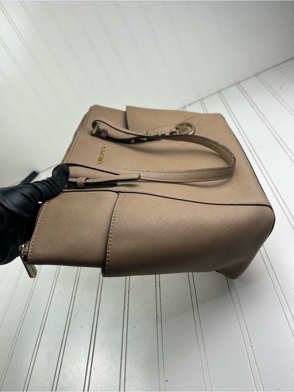 Michael Kors Dark Khaki Vintage Jet Set Item Large East West  Zip Top Tote $240 - Picture 10 of 10